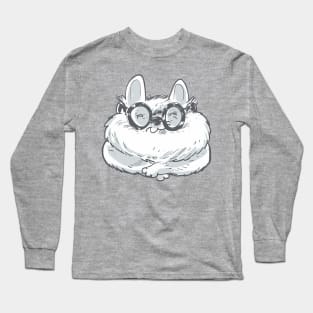 cute nerd cat cartoon Long Sleeve T-Shirt